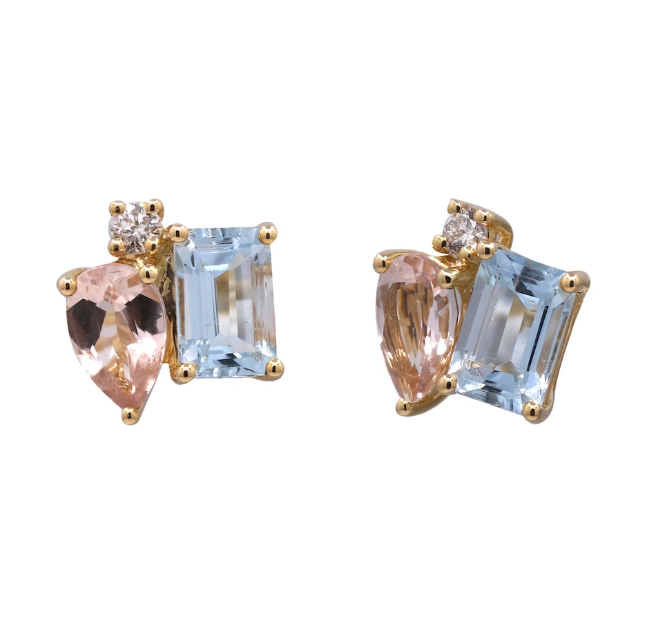 Image 743475.jpg, Product 743-475 / Price $949.99, Cirari 18K Two Tone Gold Aquamarine, Morganite and Diamond Earrings from Cirari on TSC.ca's Jewellery department