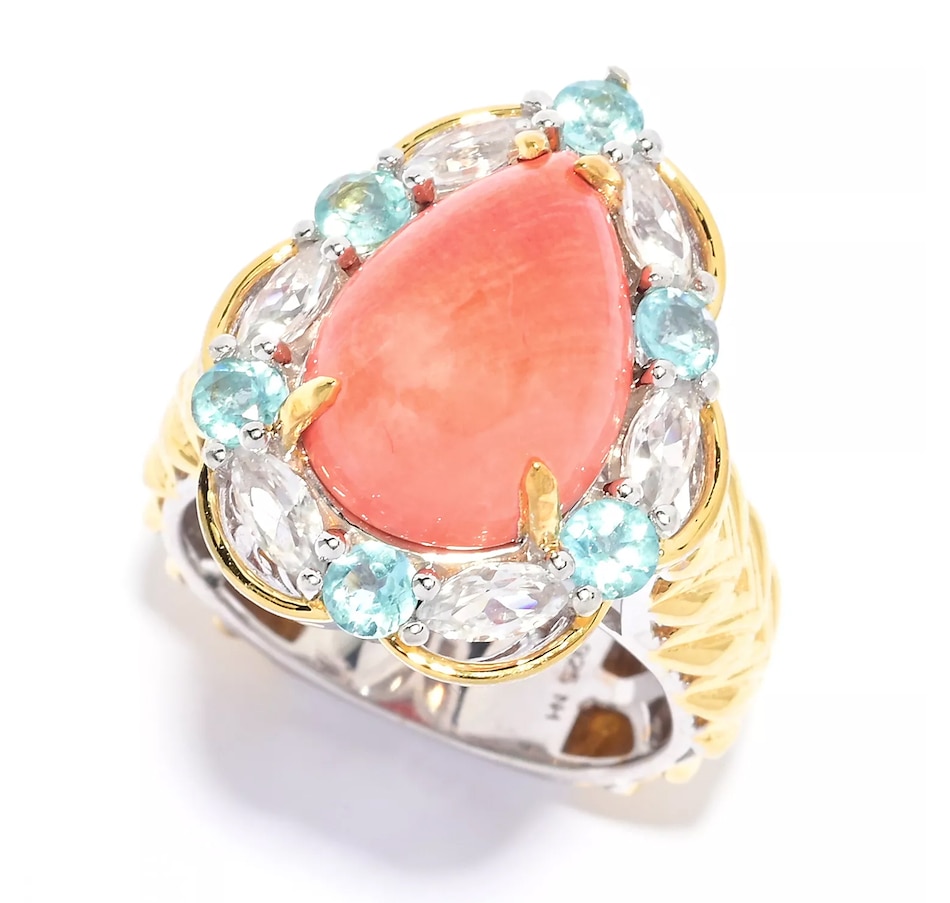 Image 743549.jpg, Product 743-549 / Price $279.99, Gems en Vogue Silver Palladium Salmon Coral and Dauphin Apatite Ring from Gems En Vogue on TSC.ca's Jewellery department