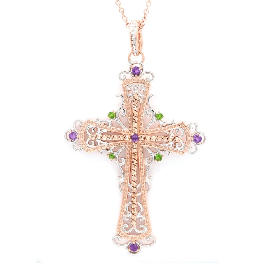 Image 743558.jpg, Product 743-558 / Price $199.99, Gems en Vogue Silver Palladium Marcasite and Gemstone Cross from Gems En Vogue on TSC.ca's Jewellery department