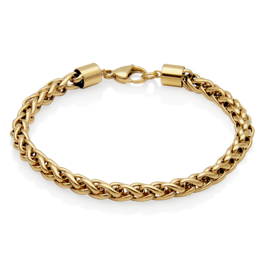 Image 743574.jpg, Product 743-574 / Price $59.99, SteelX Stainless Steel Gold-Plated 6-mm Wheat Chain Bracelet (8.75") from Steelx on TSC.ca's Jewellery department