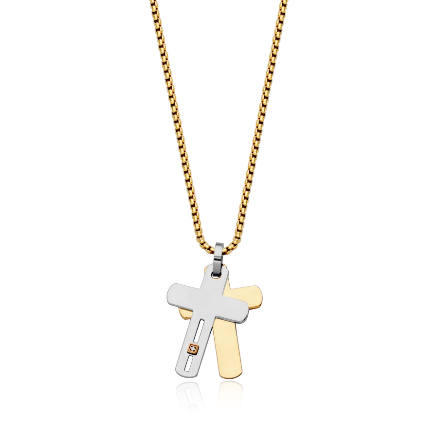 Image 743607_YEL.jpg, Product 743-607 / Price $79.99, SteelX Stainless Steel 21 mm x 30 mm Double Cross Pendant Necklace with Cubic Zirconia (22") from Steelx on TSC.ca's Jewellery department