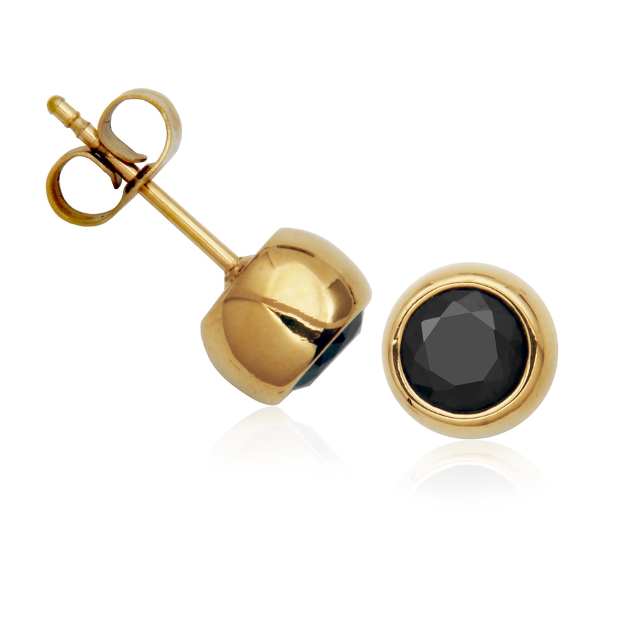 Image 743621.jpg, Product 743-621 / Price $35.99, SteelX Stainless Steel Gold-Plated 5-mm Black Cubic Zirconia Stud Earrings from Steelx on TSC.ca's Jewellery department
