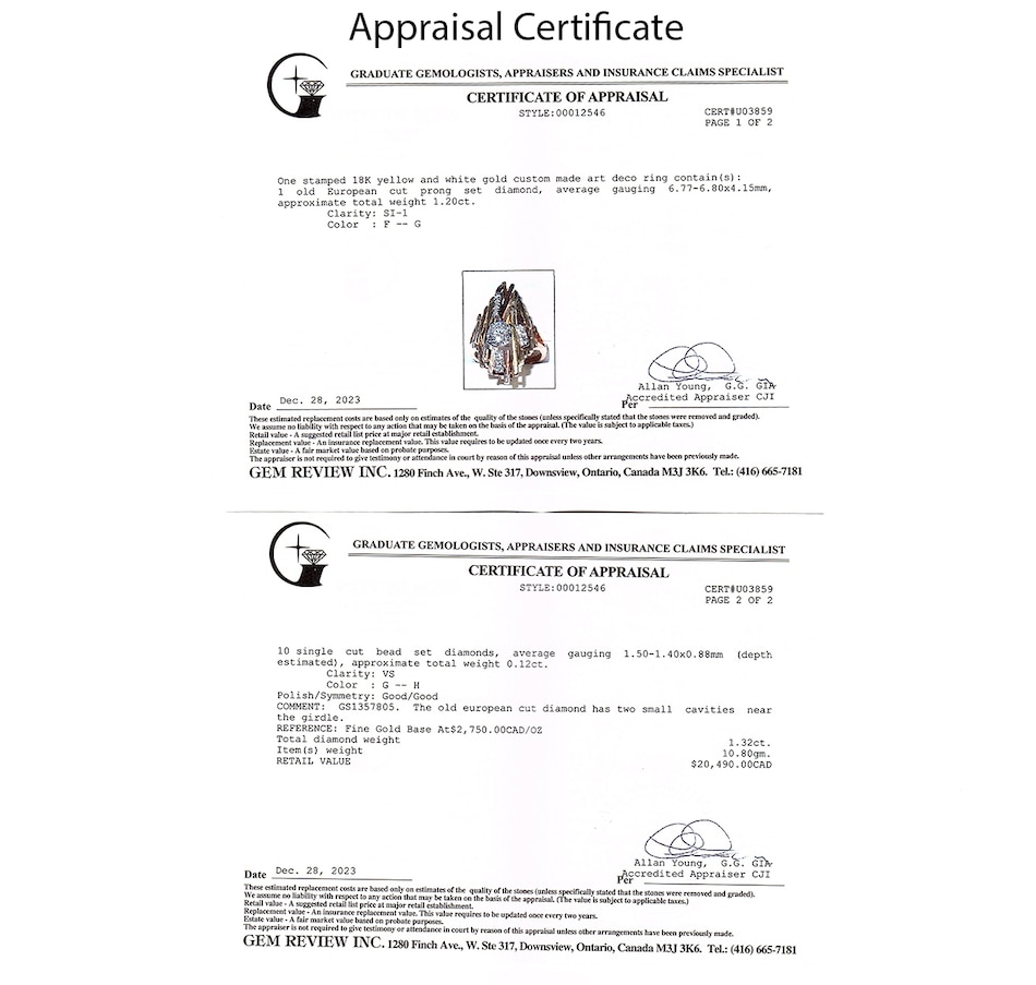 Image 743702_ALTMORE3.jpg, Product 743-702 / Price $8,995.00, Estate Originals Custom-Made 18K Yellow and White Gold Old-European-Cut Diamond Ring, Signed "Cavelti" from Estate Originals on TSC.ca's Jewellery department