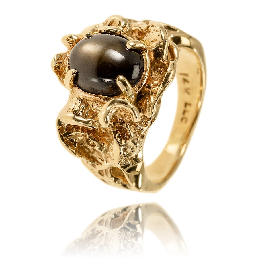 Image 743705_ALTMORE1.jpg, Product 743-705 / Price $1,495.00, Estate Originals Custom-Made 14K Yellow Gold Cabochon-Cut 6-Ray Star Tiger's Eye Ring from Estate Originals on TSC.ca's Jewellery department