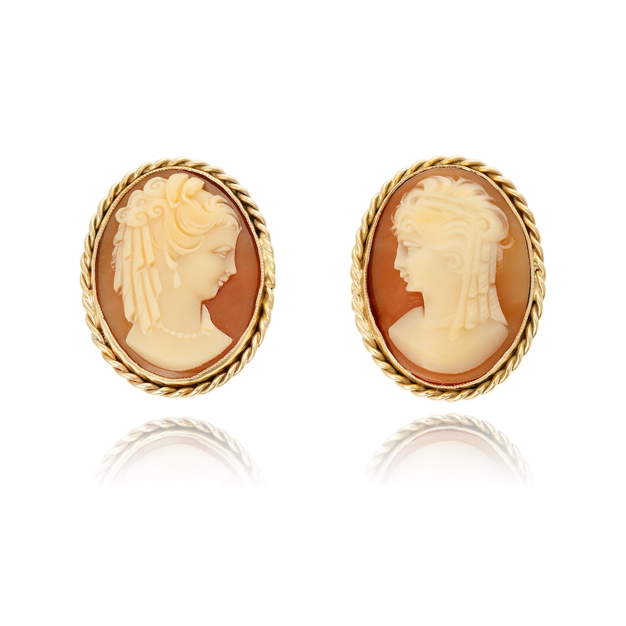 Image 743736.jpg, Product 743-736 / Price $1,495.00, Estate Originals Handmade 10K Yellow Gold Oval Cameo Clip-On Style Earrings from Estate Originals on TSC.ca's Jewellery department