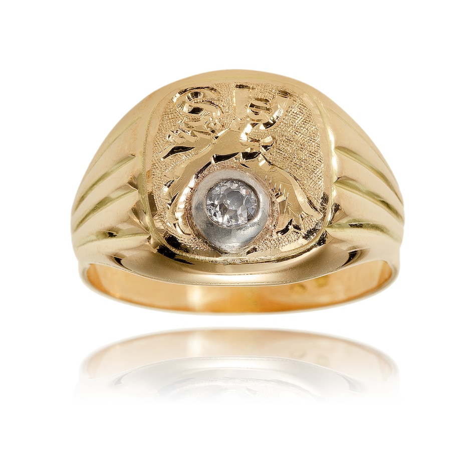 Image 743738_ALTMORE1.jpg, Product 743-738 / Price $1,995.00, Estate Originals 14K Yellow and White Gold Engraved Eagle Ring with an Old-European-Cut Diamond from Estate Originals on TSC.ca's Jewellery department
