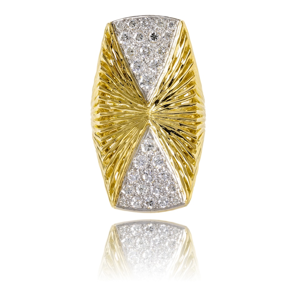 Image 743758.jpg, Product 743-758 / Price $6,495.00, Estate Originals Custom-Made 18K Yellow and White Gold Concave Rectangular Diamond Ring from Estate Originals on TSC.ca's Jewellery department