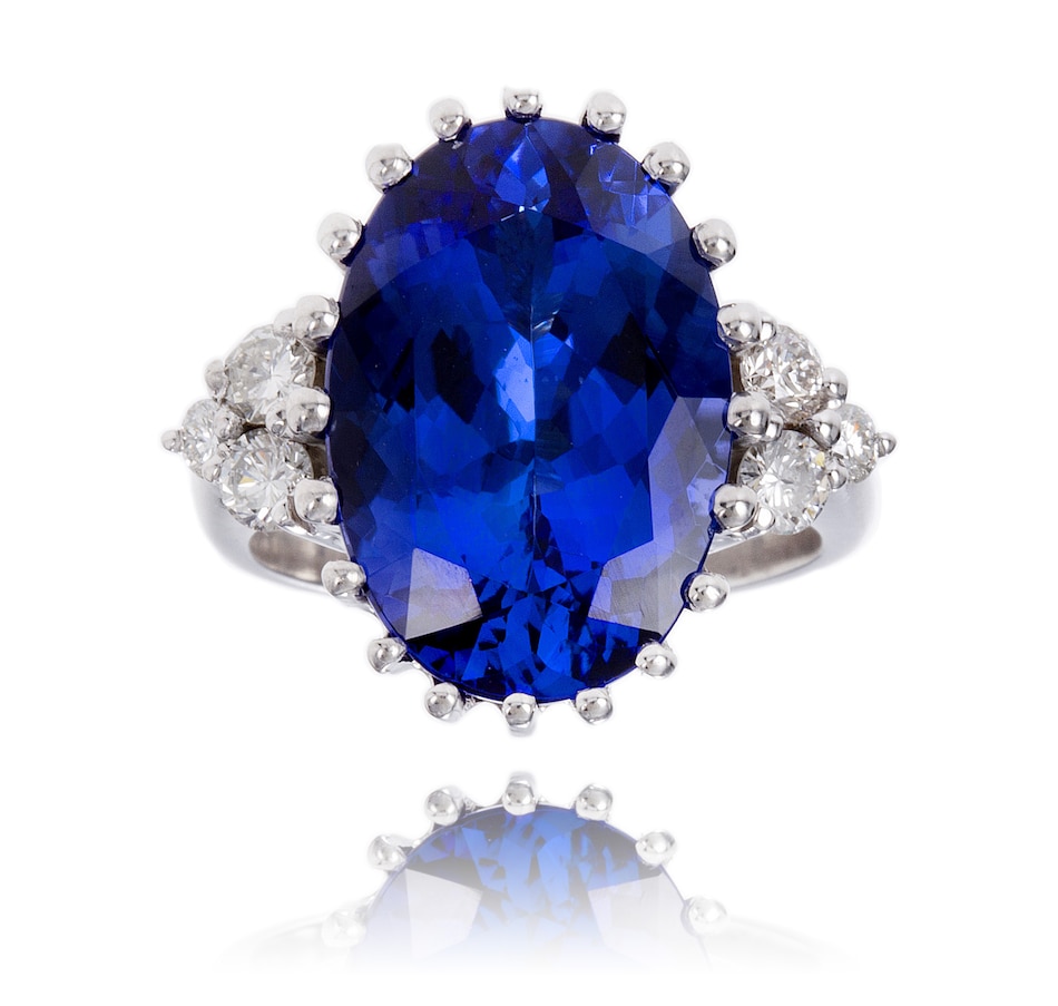 Image 743832.jpg, Product 743-832 / Price $19,995.00, 18K White Gold 10.96 Carat Oval Shaped Tanzanite and Diamond Ring from Estate Originals on TSC.ca's Jewellery department