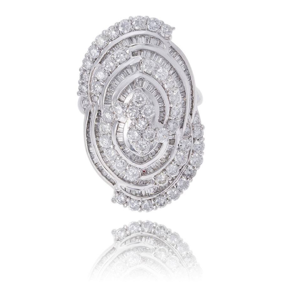 Image 743834.jpg, Product 743-834 / Price $8,995.00, Estate Originals Platinum 5.00 Carat Baguette and Round Brilliant Cut Diamond Elongated Cluster Ring from Estate Originals on TSC.ca's Jewellery department
