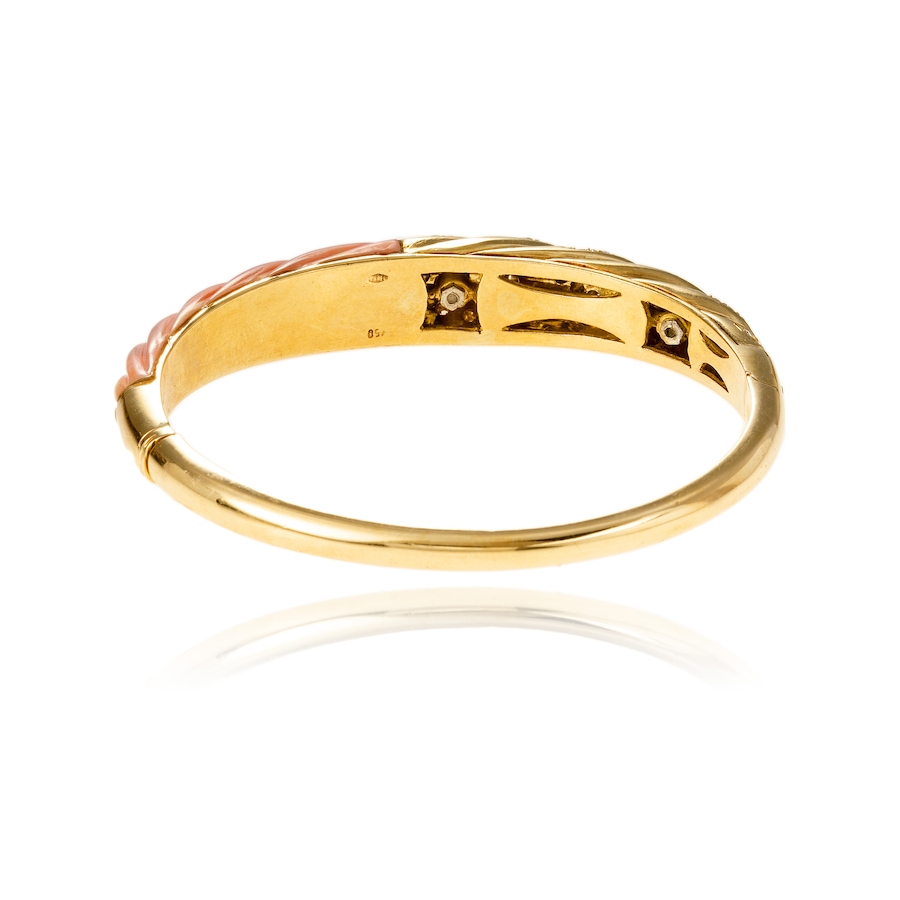 Image 743839_ALTMORE3.jpg, Product 743-839 / Price $7,995.00, Estate Originals 18K Yellow Gold Corrugated Coral and Diamond Top Bangle Bracelet from Estate Originals on TSC.ca's Jewellery department