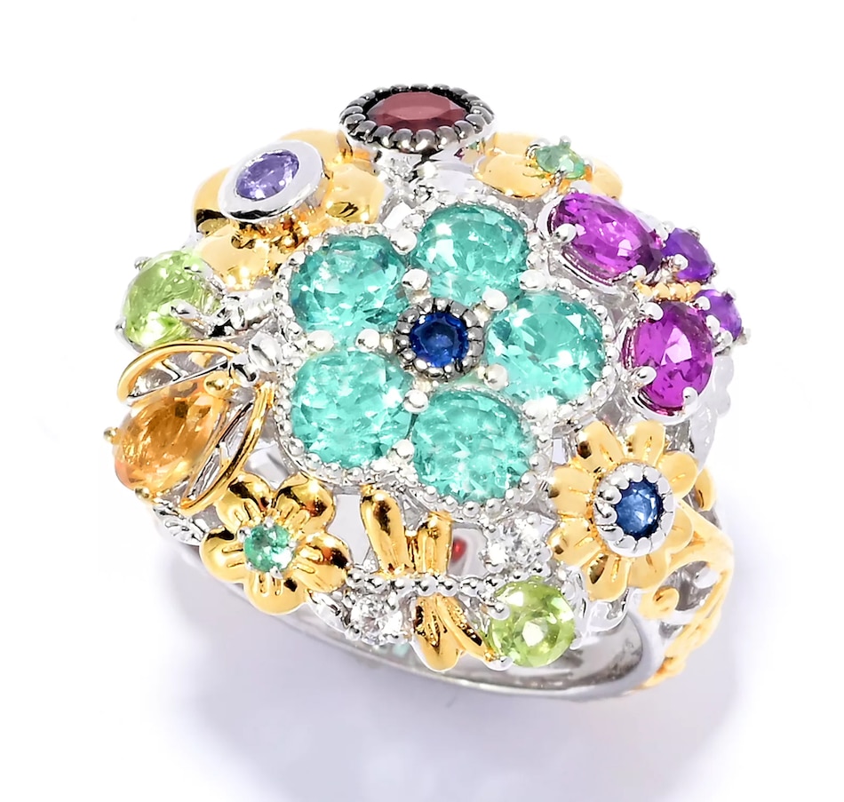 Image 744173.jpg, Product 744-173 / Price $339.99, Gems En Vogue Palladium Silver Multi Gemstone Flower And Butterfly Ring from Gems En Vogue on TSC.ca's Jewellery department