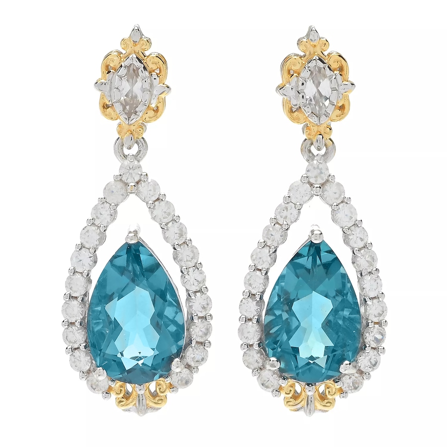 Image 744180.jpg, Product 744-180 / Price $379.99, Gems En Vogue Palladium Silver Teal Flourite And White Zircon Drop Earrings from Gems En Vogue on TSC.ca's Jewellery department