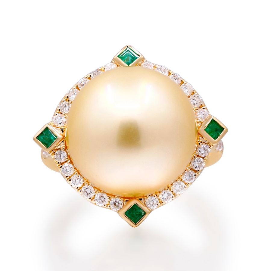 Image 744224_ALTMORE1.jpg, Product 744-224 / Price $2,999.99, Cirari 14K Yellow Gold South Sea Pearl, Emerald and White Diamond Ring from Cirari on TSC.ca's Jewellery department