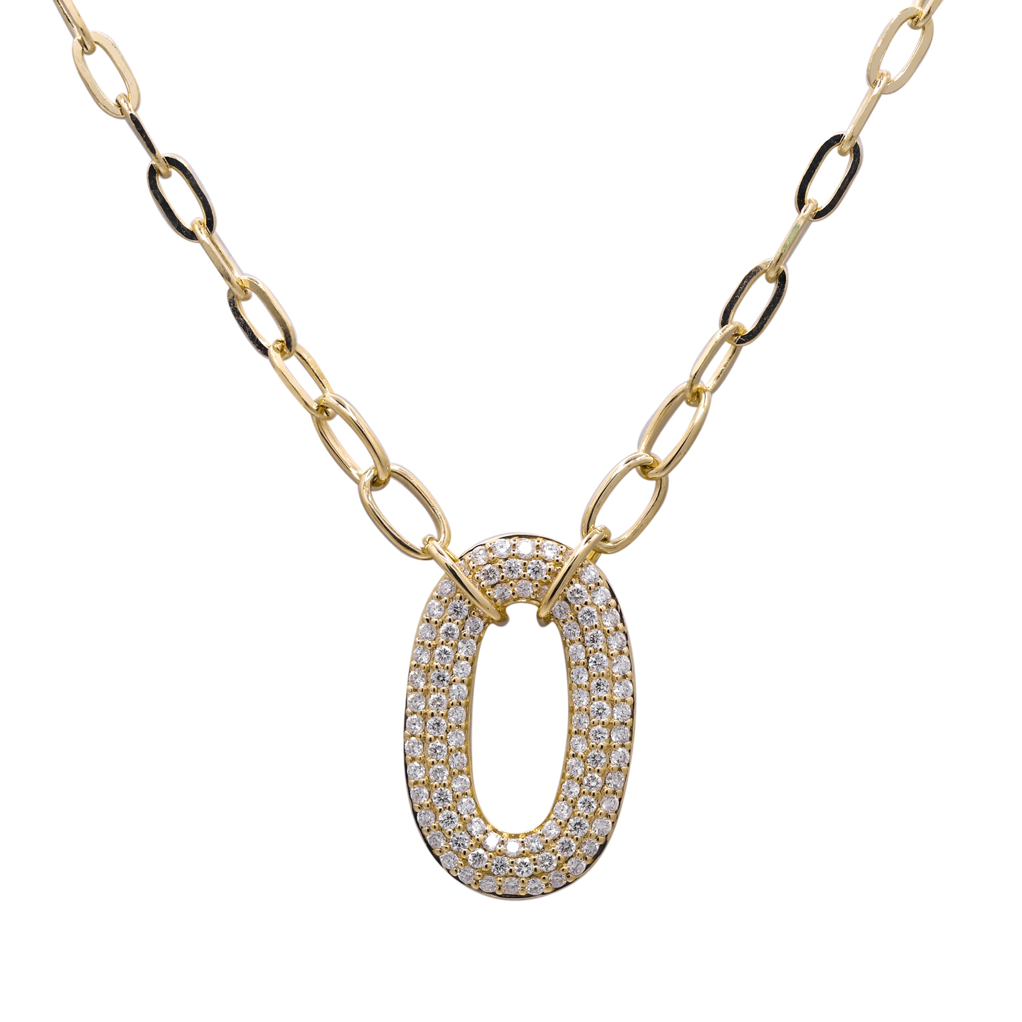 Cirari 14K Yellow Gold Oval Diamond Pendant Necklace