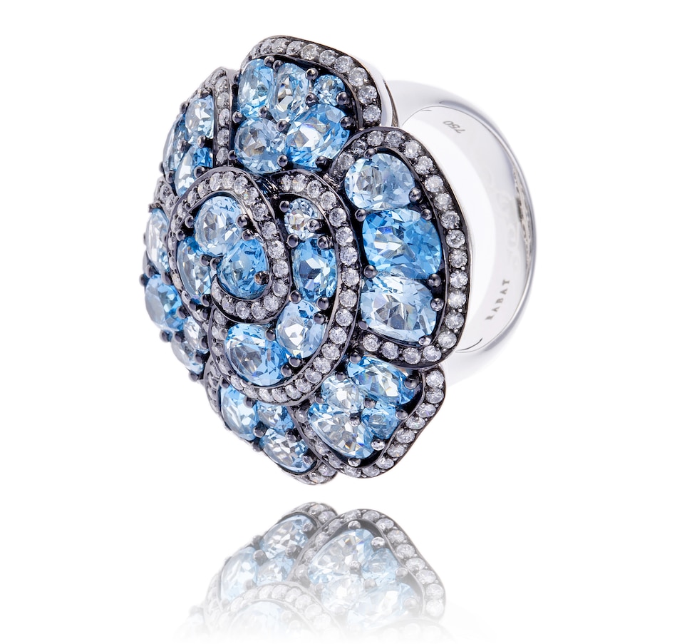 Image 744265_ALTMORE3.jpg, Product 744-265 / Price $5,695.00, Estate Originals 18K White Gold 10.75 Carat Blue Topaz and Diamond Flower Ring from Estate Originals on TSC.ca's Jewellery department