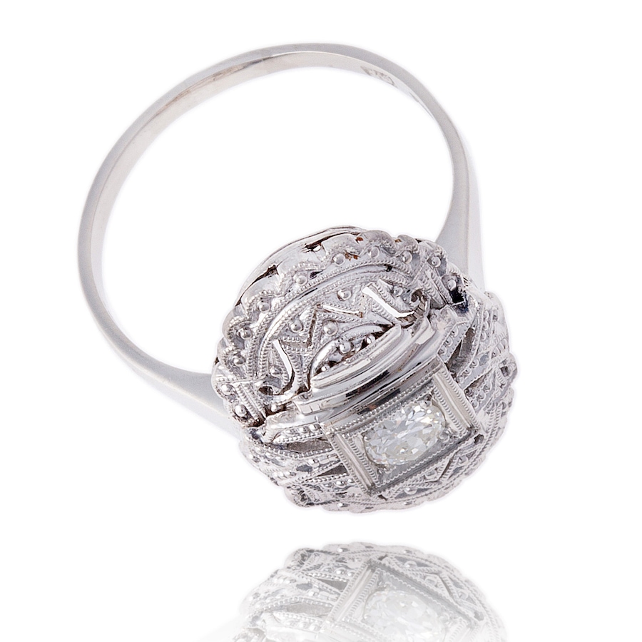 Image 744270_ALTMORE2.jpg, Product 744-270 / Price $2,695.00, Estate Originals Platinum Art Deco Ring, Set with an Old European Cut Diamond from Estate Originals on TSC.ca's Jewellery department
