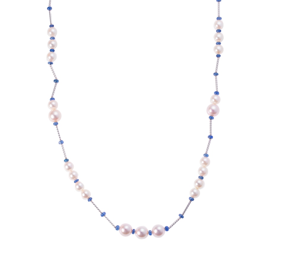 Image 744276.jpg, Product 744-276 / Price $1,195.00, Estate Originals 24.5" Cultured Pearl Station Necklace with Blue Sapphire Rondelle Spacer Beads from Estate Originals on TSC.ca's Jewellery department