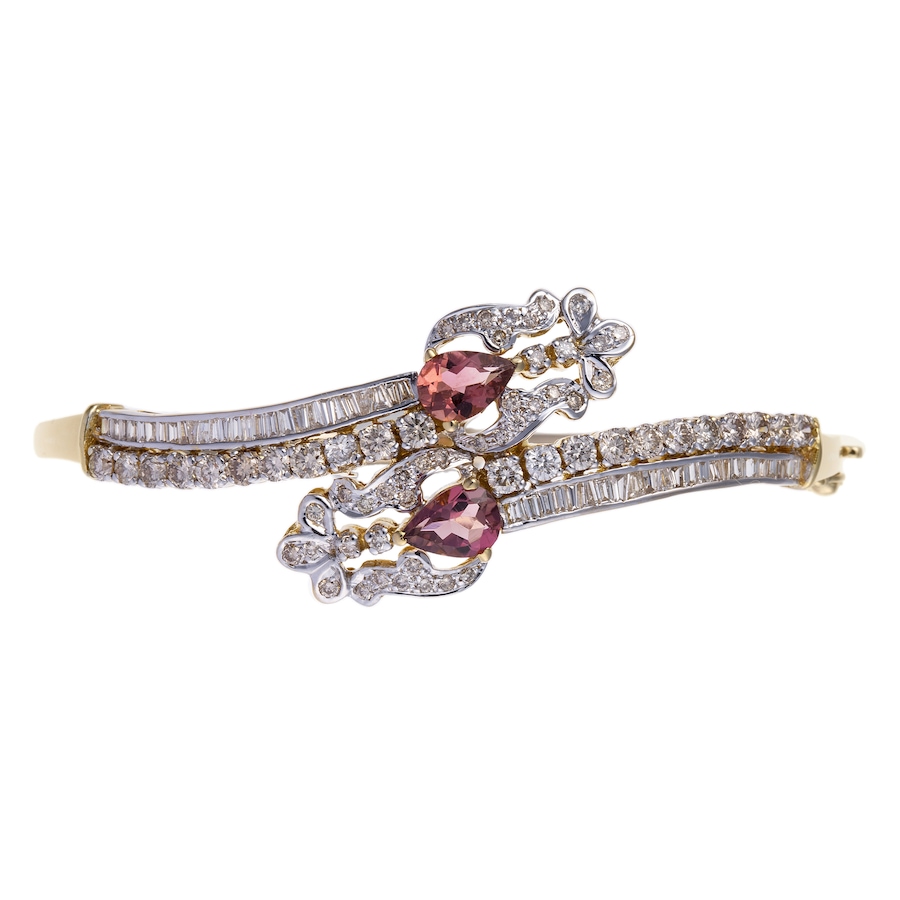 Image 744310.jpg, Product 744-310 / Price $5,895.00, Estate Originals 18K Pink Tourmaline and Diamond Bangle Bracelet from Estate Originals on TSC.ca's Jewellery department