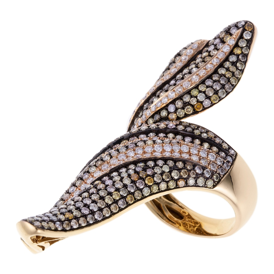 Image 744335_ALTMORE2.jpg, Product 744-335 / Price $6,888.00, Estate Originals Custom Made 18K Rose Gold Fancy Design Fan Shaped Multi-Colour Diamond Ring from Estate Originals on TSC.ca's Jewellery department