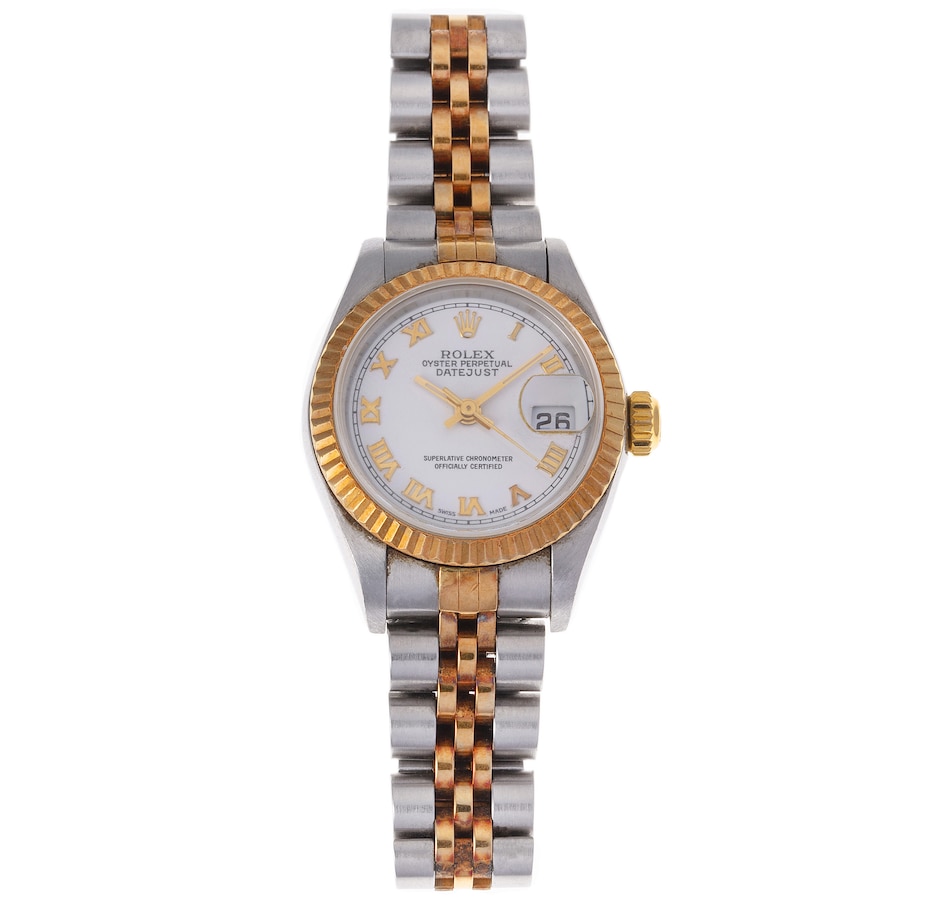 Image 744341.jpg, Product 744-341 / Price $9,995.00, Estate Originals Lady's Stainless Steel and 18K Yellow Gold Rolex Oyster Perpetual Datejust Swiss Made Wrist Watch from Estate Originals on TSC.ca's Jewellery department
