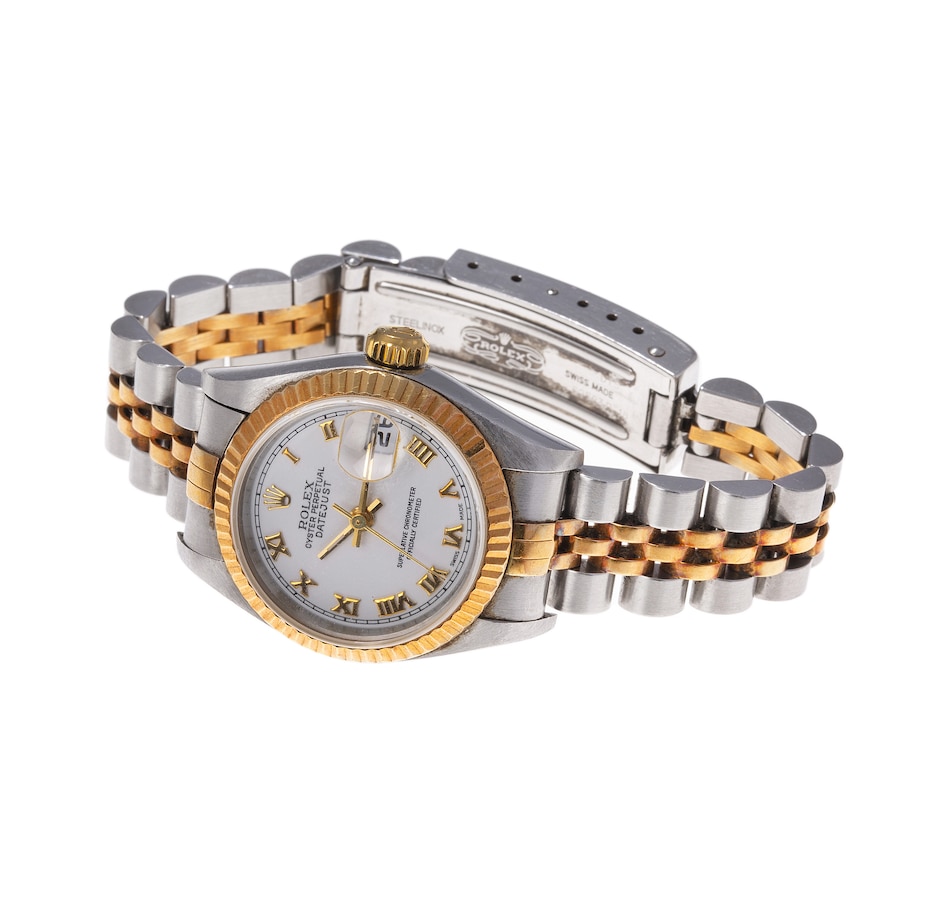 Image 744341_ALTMORE1.jpg, Product 744-341 / Price $9,995.00, Estate Originals Lady's Stainless Steel and 18K Yellow Gold Rolex Oyster Perpetual Datejust Swiss Made Wrist Watch from Estate Originals on TSC.ca's Jewellery department