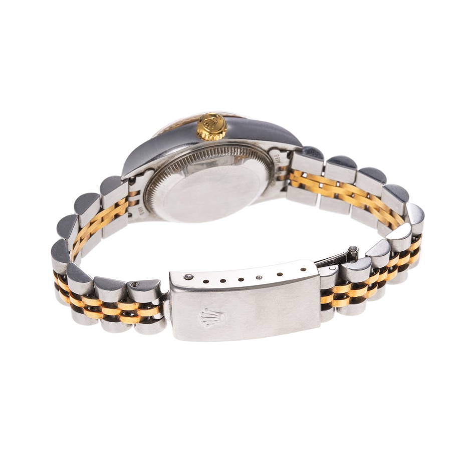 Image 744341_ALTMORE2.jpg, Product 744-341 / Price $9,995.00, Estate Originals Lady's Stainless Steel and 18K Yellow Gold Rolex Oyster Perpetual Datejust Swiss Made Wrist Watch from Estate Originals on TSC.ca's Jewellery department