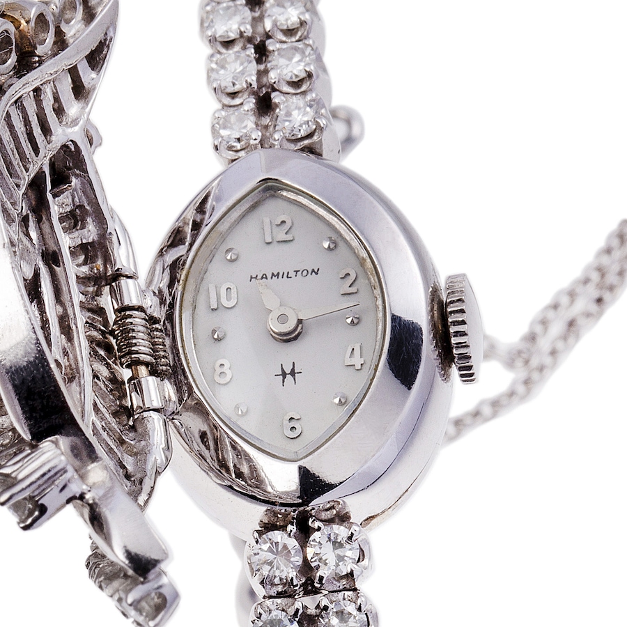 Image 744343_ALTMORE1.jpg, Product 744-343 / Price $11,888.00, Estate Originals 14K White Gold Hamilton Dress Watch with 4.00 Carats of Diamonds from Estate Originals on TSC.ca's Jewellery department