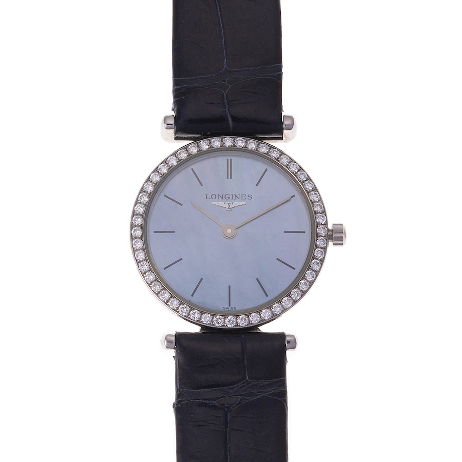 Image 744344.jpg, Product 744-344 / Price $3,995.00, Estate Originals Stainless Steel Mother-of-Pearl and Diamond Longines La Grand Classique Swiss Made Wristwatch from Estate Originals on TSC.ca's Jewellery department