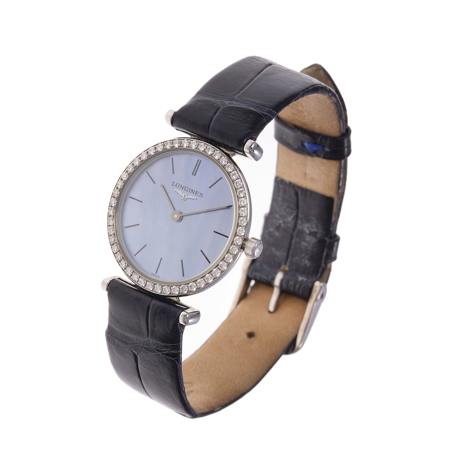 Image 744344_ALTMORE1.jpg, Product 744-344 / Price $3,995.00, Estate Originals Stainless Steel Mother-of-Pearl and Diamond Longines La Grand Classique Swiss Made Wristwatch from Estate Originals on TSC.ca's Jewellery department