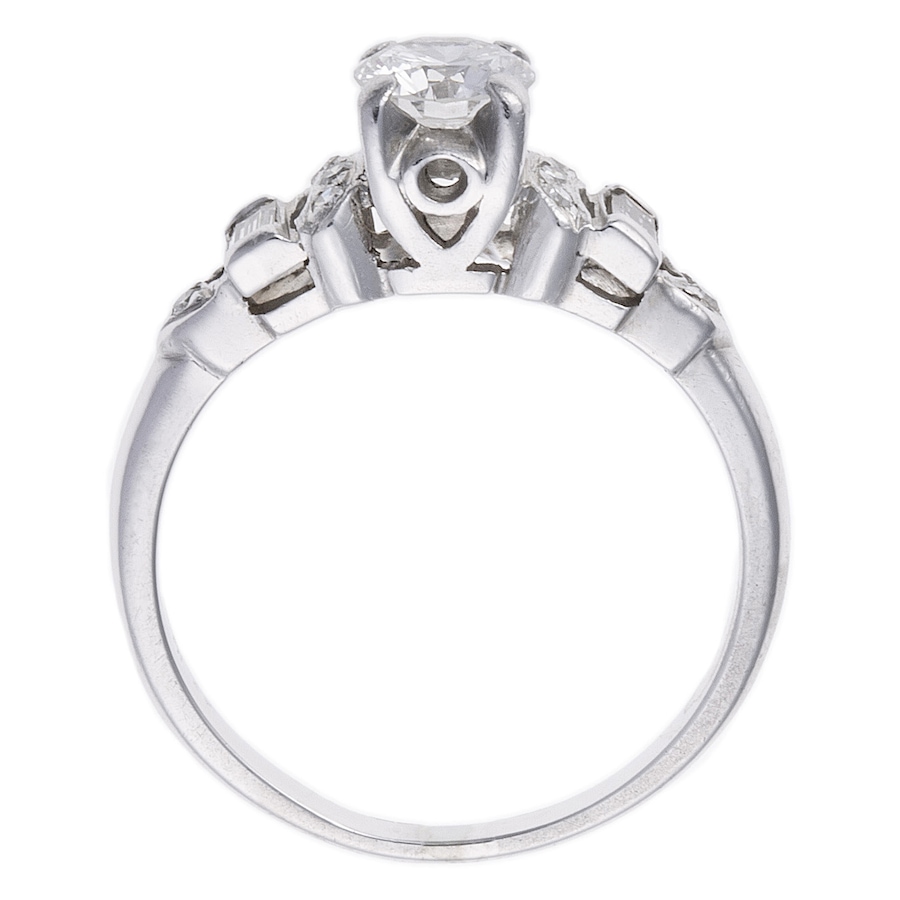 Image 744356_ALTMORE2.jpg, Product 744-356 / Price $4,295.00, Estate Originals Custom-Made Platinum 0.53-Carat Solitaire Diamond Ring with Baguette and Round Diamond Shoulders from Estate Originals on TSC.ca's Jewellery department