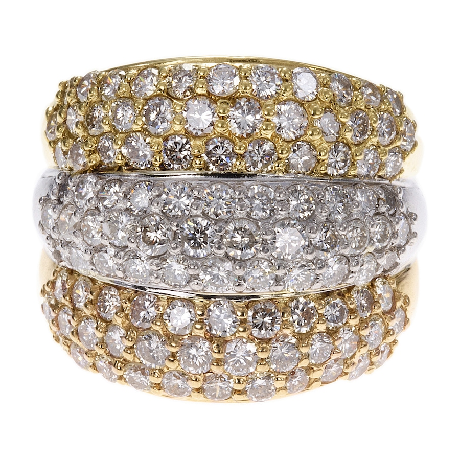 Image 744362.jpg, Product 744-362 / Price $6,295.00, Estate Originals Platinum and 18K Yellow and Rose Gold and Platinum 3-Row Dome Shaped 3.00 ctw Diamond Ring from Estate Originals on TSC.ca's Jewellery department
