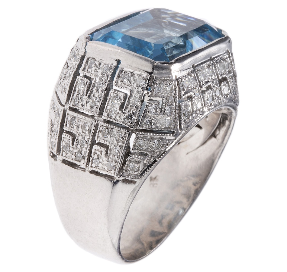 Image 744367_ALTMORE1.jpg, Product 744-367 / Price $4,295.00, Estate Originals 18K White Gold 9.11 Carat Emerald Cut Blue Topaz and Diamond Ring from Estate Originals on TSC.ca's Jewellery department