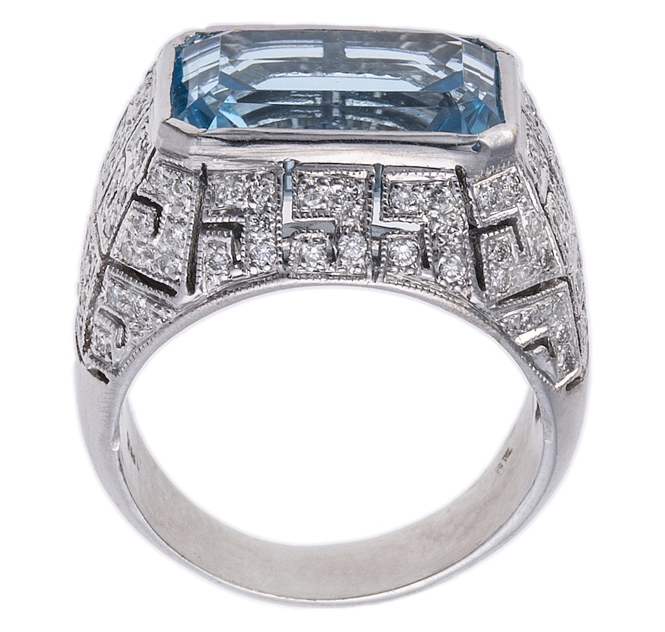 Image 744367_ALTMORE2.jpg, Product 744-367 / Price $4,295.00, Estate Originals 18K White Gold 9.11 Carat Emerald Cut Blue Topaz and Diamond Ring from Estate Originals on TSC.ca's Jewellery department