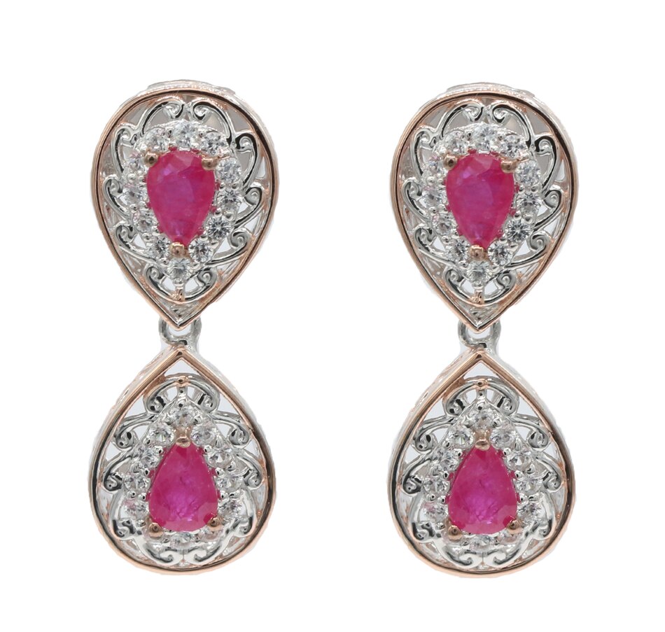 Image 744388.jpg, Product 744-388 / Price $399.99, Gems en Vogue Palladium Silver Tanzanite Ruby and Zircon Drop Earrings from Gems En Vogue on TSC.ca's Jewellery department