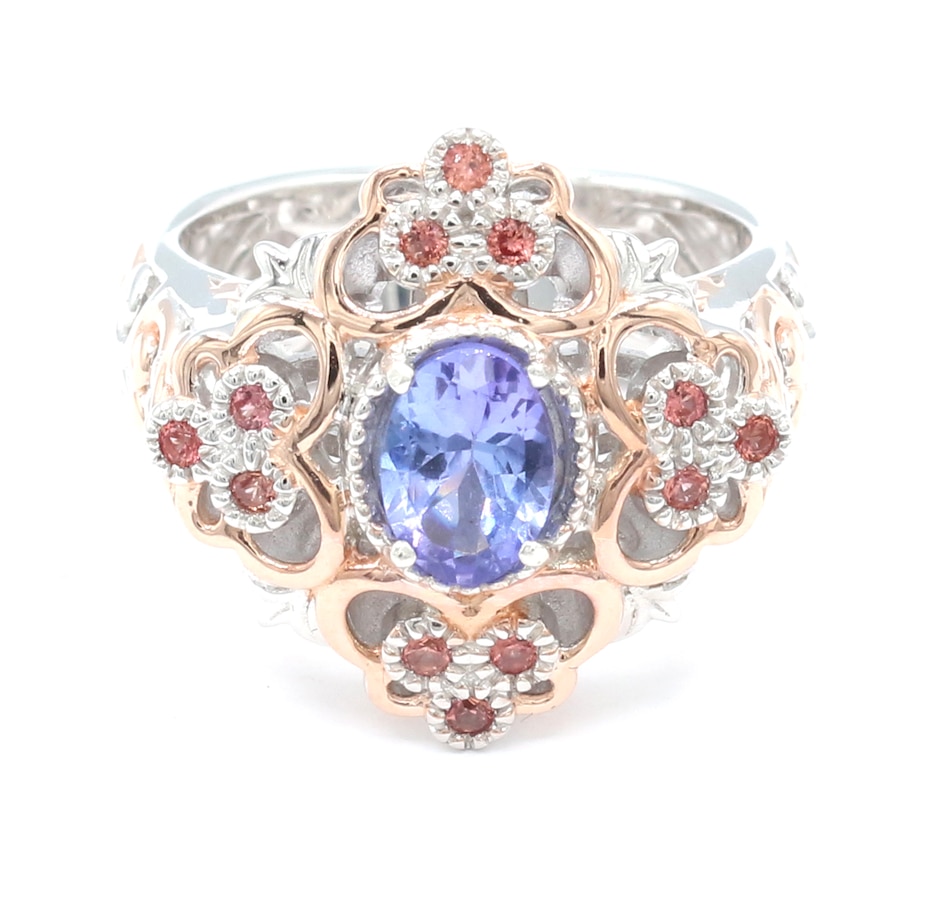 Image 744389.jpg, Product 744-389 / Price $379.99, Gems en Vogue Palladium Silver Tanzanite and Padparadscha Sapphire Ring from Gems En Vogue on TSC.ca's Jewellery department