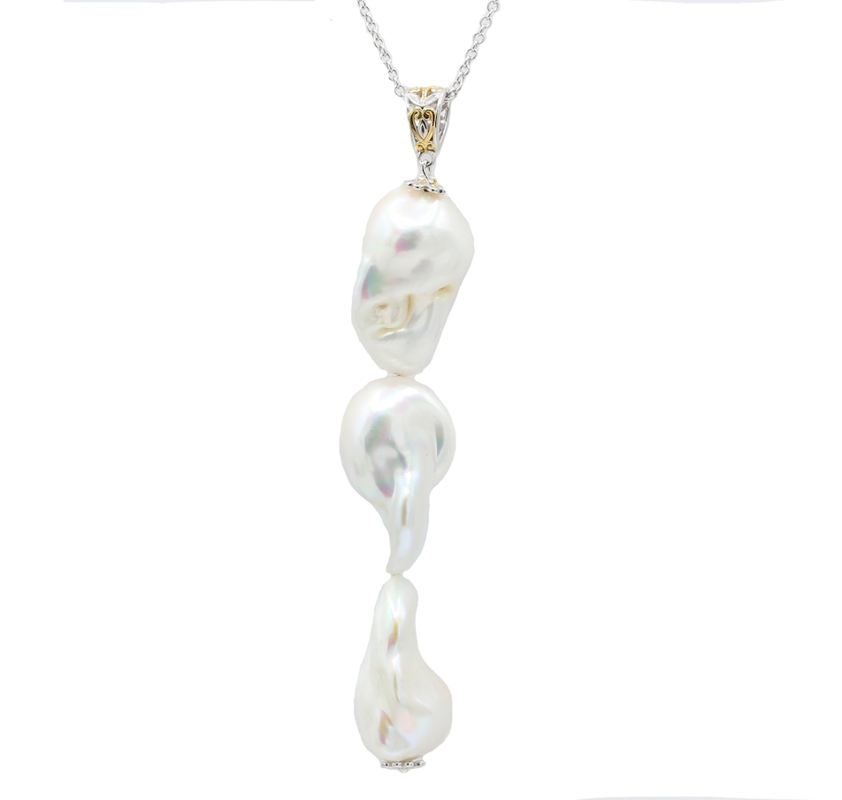 Image 744413.jpg, Product 744-413 / Price $219.99, Gems en Vogue Palladium Silver Baroque Pearl 3-Pearl Pendant with Chain from Gems En Vogue on TSC.ca's Jewellery department