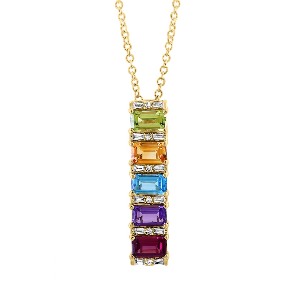 Image 744426.jpg, Product 744-426 / Price $1,129.99, EFFY 14K Yellow Gold Multi Gemstone and Diamond Pendant with Chain from Effy Jewellery on TSC.ca's Jewellery department