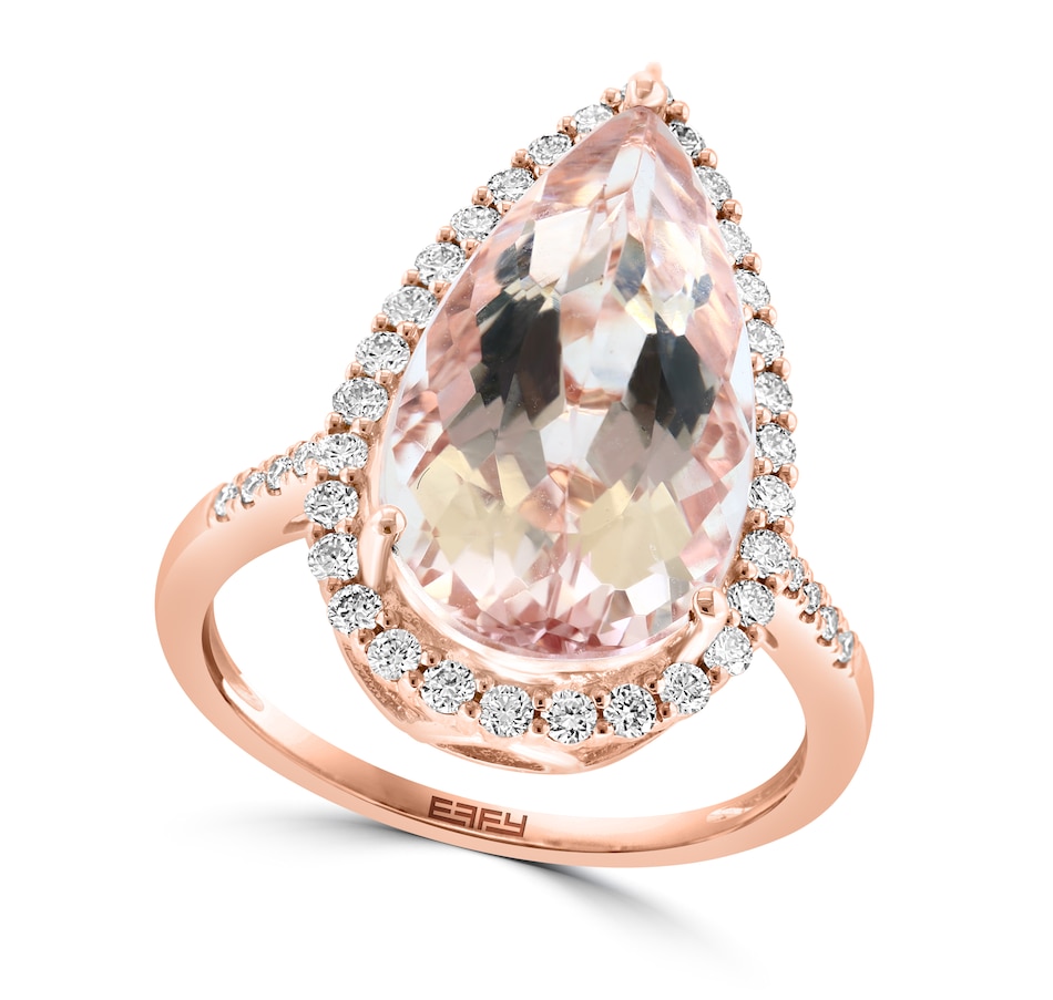 Image 744433.jpg, Product 744-433 / Price $3,799.99, EFFY 14K Rose Gold Pear Shape Morganite & Diamond Ring from Effy Jewellery on TSC.ca's Jewellery department