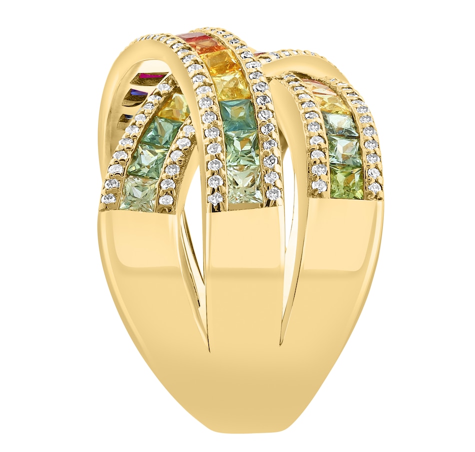 Image 744447_ALTMORE1.jpg, Product 744-447 / Price $2,999.99, EFFY 14K Gold Multi Sapphire & Diamond Crossover Ring from Effy Jewellery on TSC.ca's Jewellery department