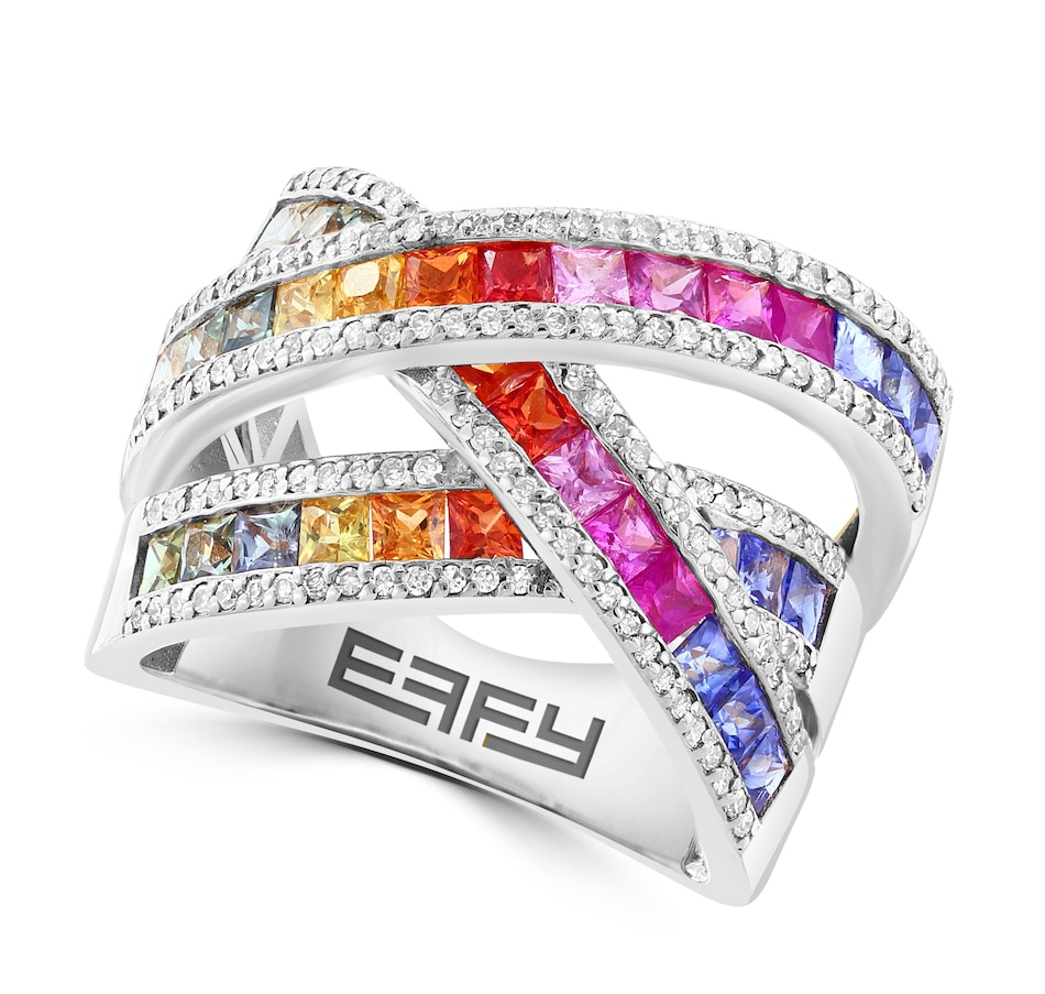 Image 744447_WGL.jpg, Product 744-447 / Price $2,999.99, EFFY 14K Gold Multi Sapphire & Diamond Crossover Ring from Effy Jewellery on TSC.ca's Jewellery department