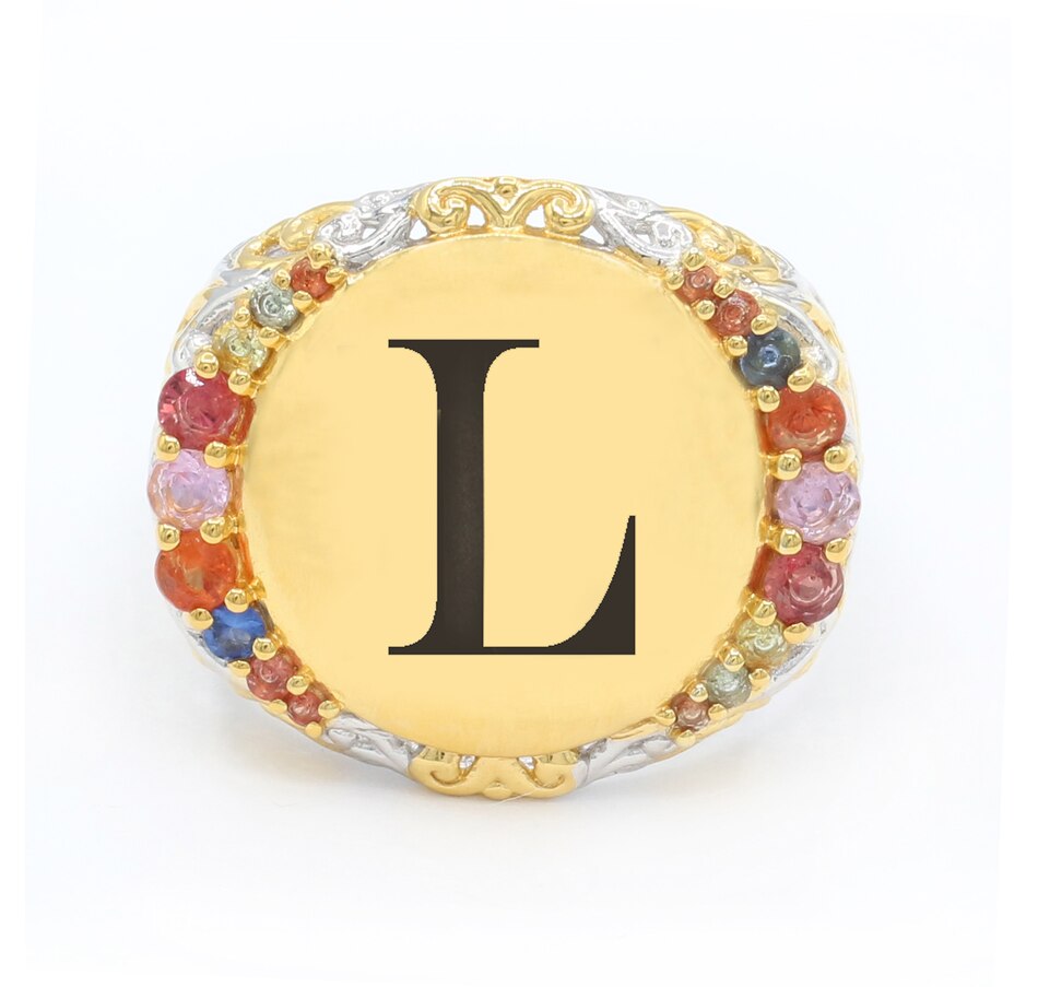 Image 744459_LTRL.jpg, Product 744-459 / Price $379.99, Gems en Vogue Silver Palladium Personalized Multi Sapphire Signet Ring from Gems En Vogue on TSC.ca's Jewellery department