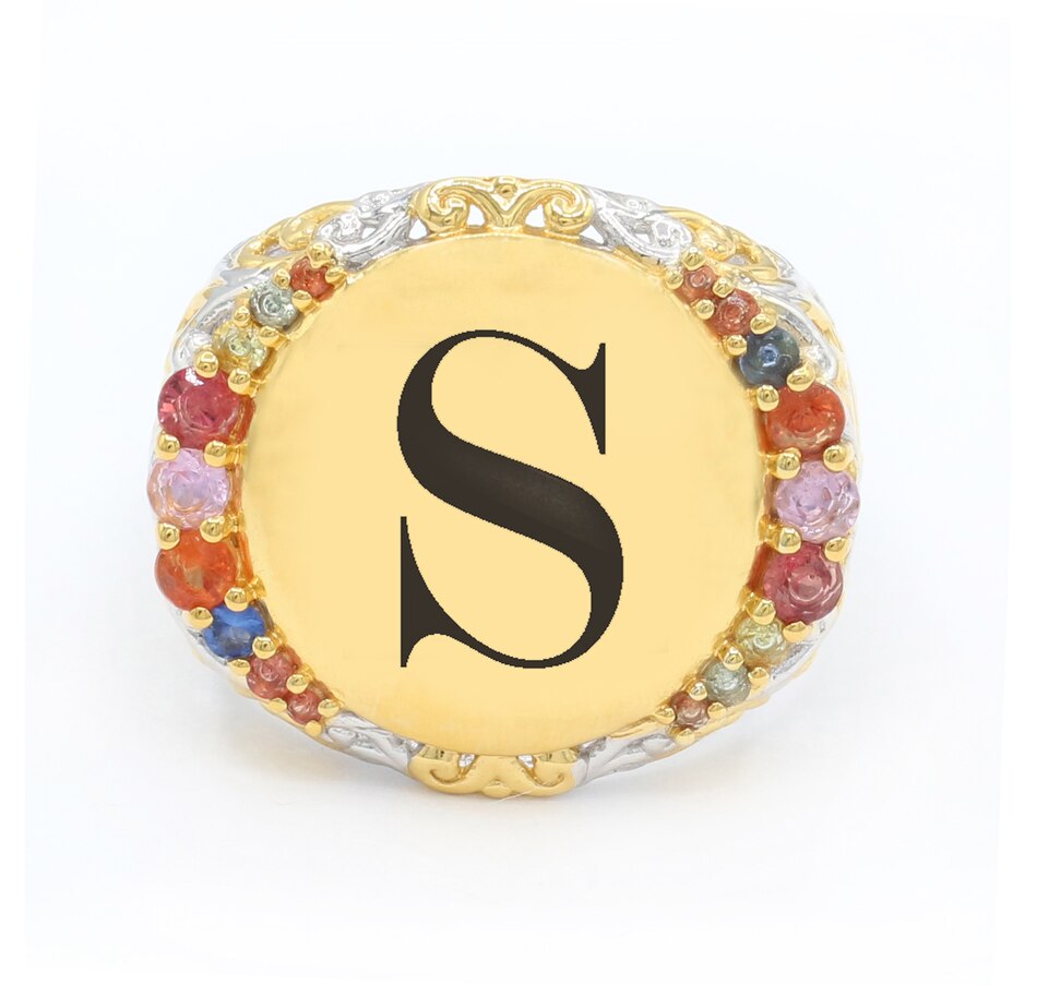 Image 744459_LTRS.jpg, Product 744-459 / Price $379.99, Gems en Vogue Silver Palladium Personalized Multi Sapphire Signet Ring from Gems En Vogue on TSC.ca's Jewellery department