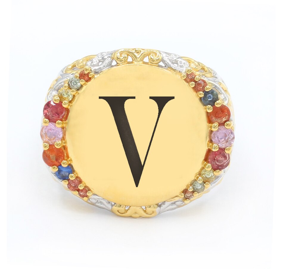 Image 744459_V.jpg, Product 744-459 / Price $379.99, Gems en Vogue Silver Palladium Personalized Multi Sapphire Signet Ring from Gems En Vogue on TSC.ca's Jewellery department