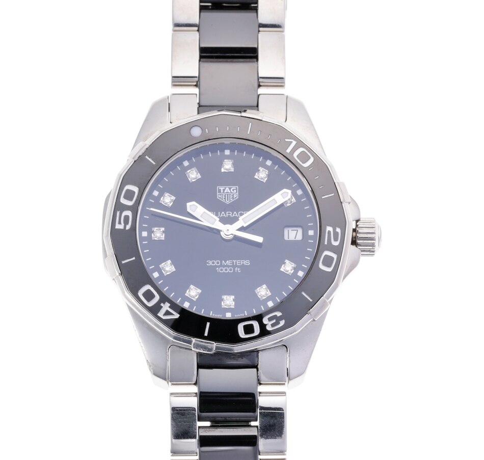 Image 744673.jpg, Product 744-673 / Price $1,995.00, Estate Originals Unisex Stainless Steel TAG Heuer Aquaracer Swiss-Made Wristwatch with Diamond-Set Markers from Estate Originals on TSC.ca's Jewellery department