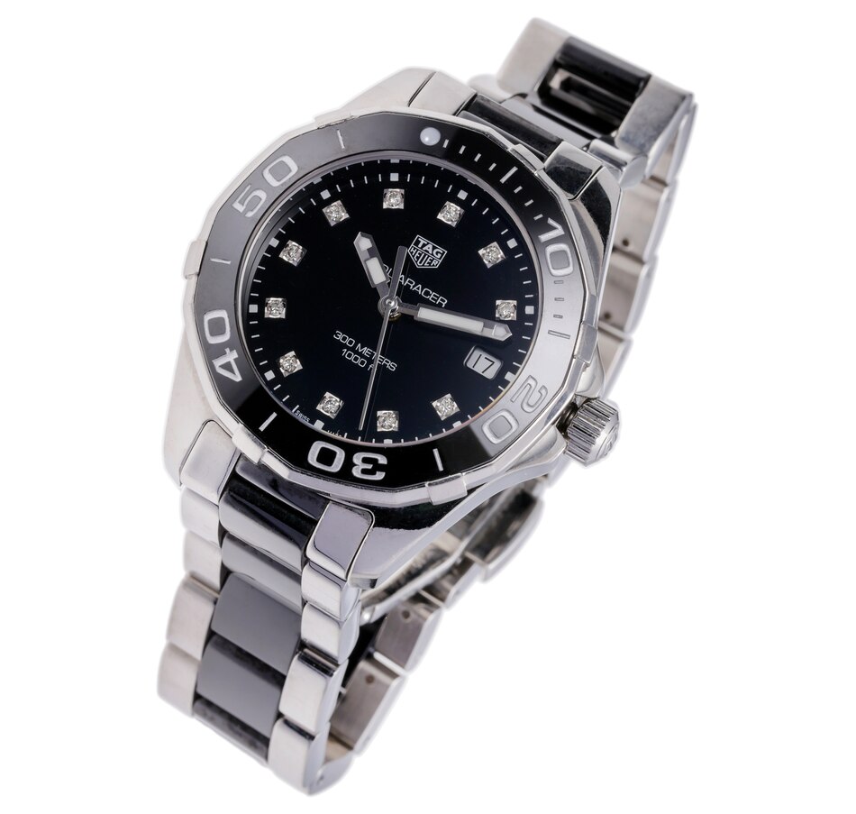 Image 744673_ALTMORE1.jpg, Product 744-673 / Price $1,995.00, Estate Originals Unisex Stainless Steel TAG Heuer Aquaracer Swiss-Made Wristwatch with Diamond-Set Markers from Estate Originals on TSC.ca's Jewellery department