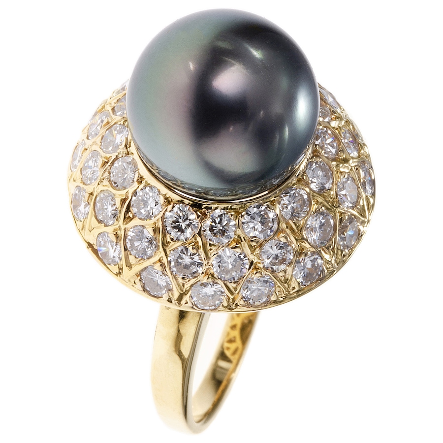 Image 744676_ALTMORE1.jpg, Product 744-676 / Price $3,495.00, Estate Originals 18K Yellow Gold Tahitian Pearl and Diamond Ring from Estate Originals on TSC.ca's Jewellery department