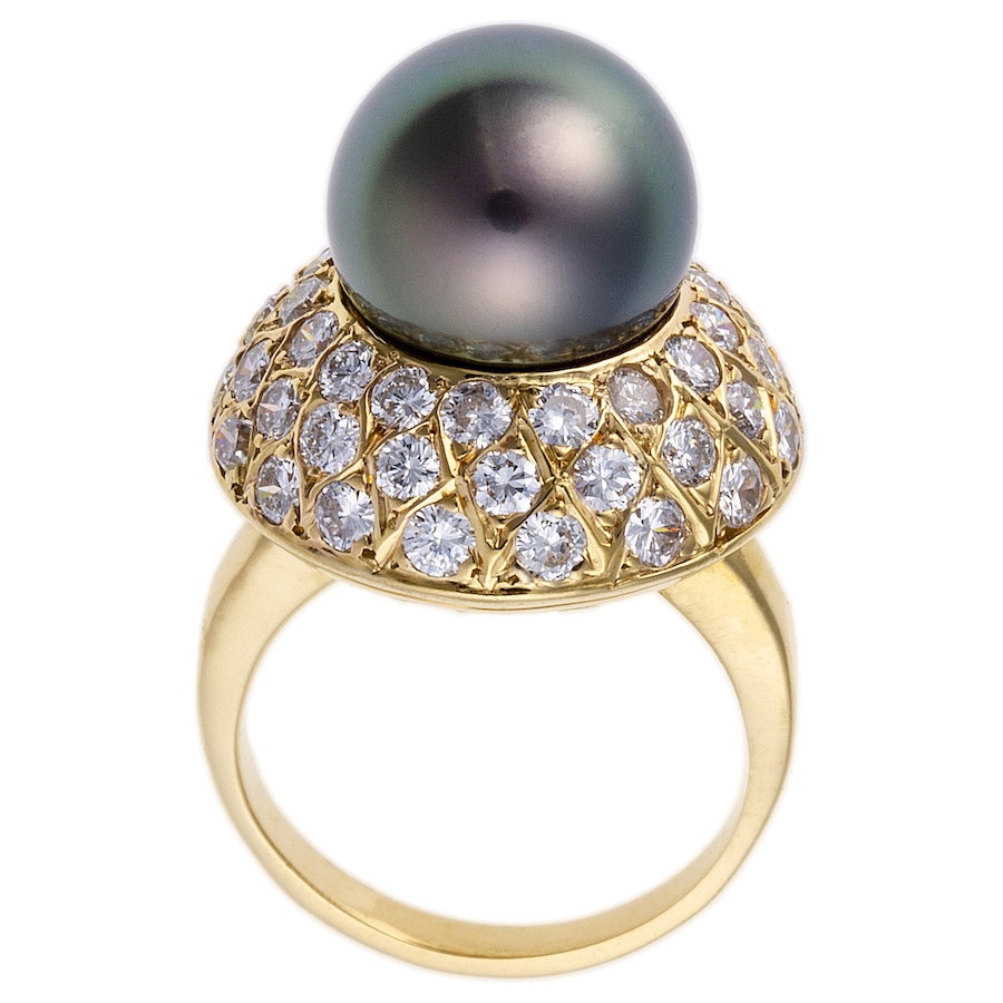 Image 744676_ALTMORE2.jpg, Product 744-676 / Price $3,495.00, Estate Originals 18K Yellow Gold Tahitian Pearl and Diamond Ring from Estate Originals on TSC.ca's Jewellery department