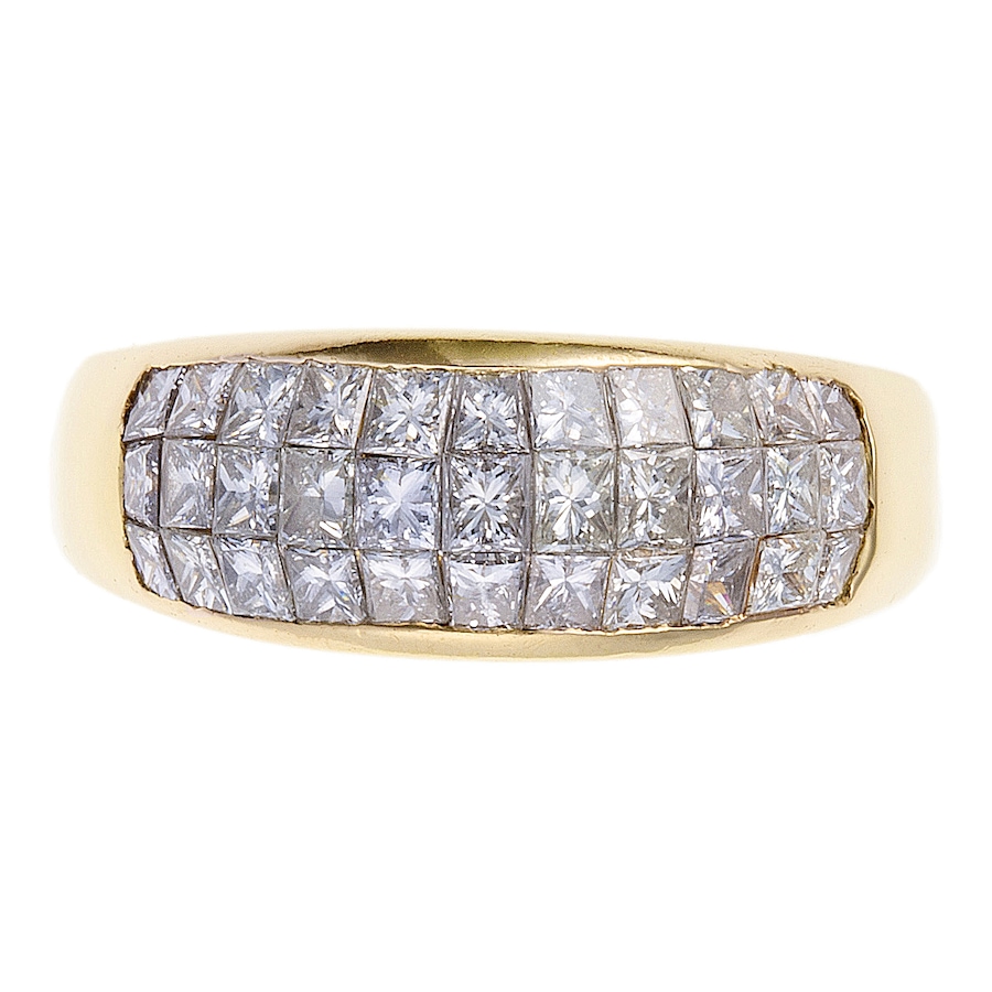 Image 744678.jpg, Product 744-678 / Price $4,888.00, Estate Originals Custom-Made 18K Yellow 3-Row Princess-Cut Diamond Band-Style Ring from Estate Originals on TSC.ca's Jewellery department