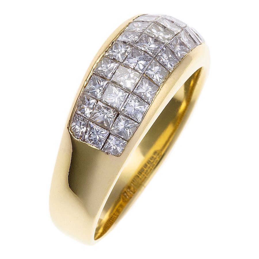 Image 744678_ALTMORE1.jpg, Product 744-678 / Price $4,888.00, Estate Originals Custom-Made 18K Yellow 3-Row Princess-Cut Diamond Band-Style Ring from Estate Originals on TSC.ca's Jewellery department