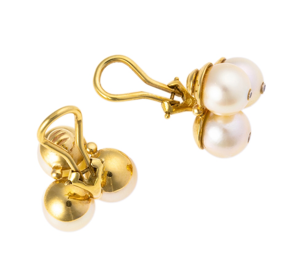 Image 744684_ALTMORE1.jpg, Product 744-684 / Price $1,895.00, Estate Originals 18K Yellow Gold Cultured Pearl and Diamond Cluster Earrings, for Non-Pierced Ears from Estate Originals on TSC.ca's Jewellery department
